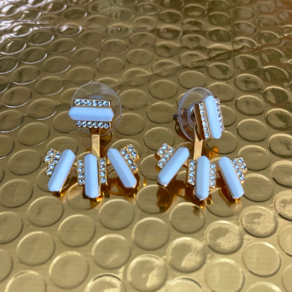 BaubleBar White and Gold Post Earrings
